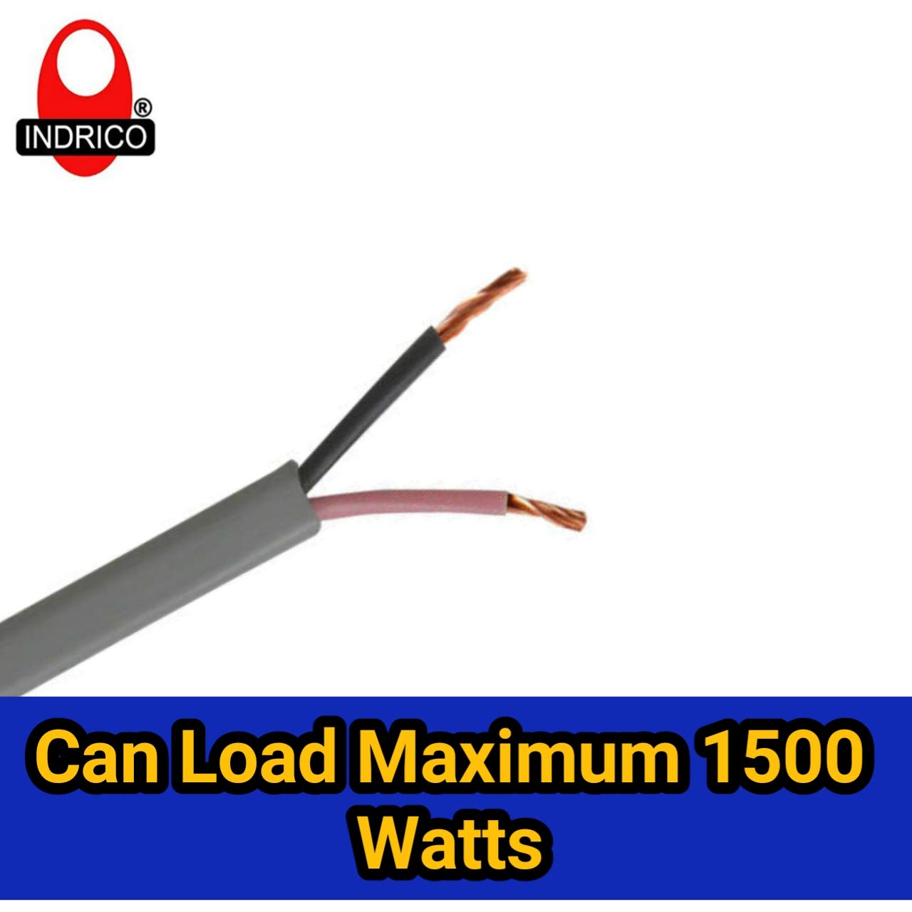 INDRICO® Twin Flat 2 core Copper Wires and Cables 1mm for Domestic and Industrial Electric Connections up to 1500 watts