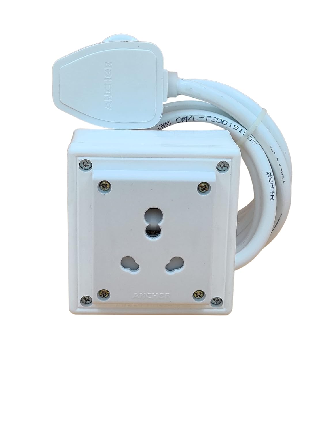 INDRICO Extension Board Heavy Duty 1 Socket 15A 16A 20A High Load Capacity 3000 Watts with 16A Big Plug PVC White (3 Meter)
