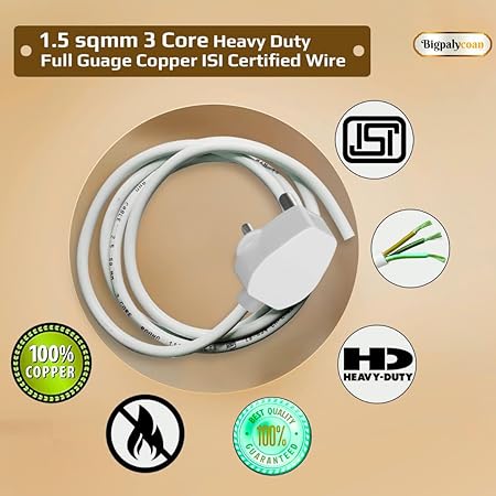 Bigpalycoan Electric Extension Board with Cable- 16A/20A + 16A/20A with Two Switch and Heavy Duty (White), 250 Volts
