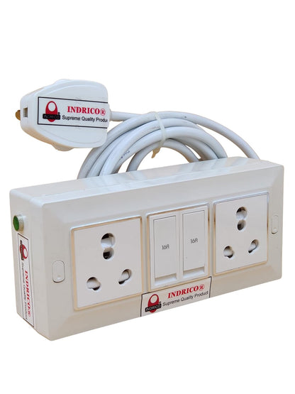 INDRICO Electric Extension Switch Board - 16A/20A + 16A/20A with Individual Switches and Heavy Duty (Rating 2000W)
