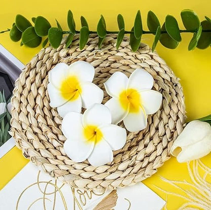 Bigpalycoan Artificial Big Foam Hawaii Floating Flowers – Waterproof Decorative Flowers for Pooja Thali, Festivals, Home, DIY Crafts & Diwali Décor (White, Set of 12)