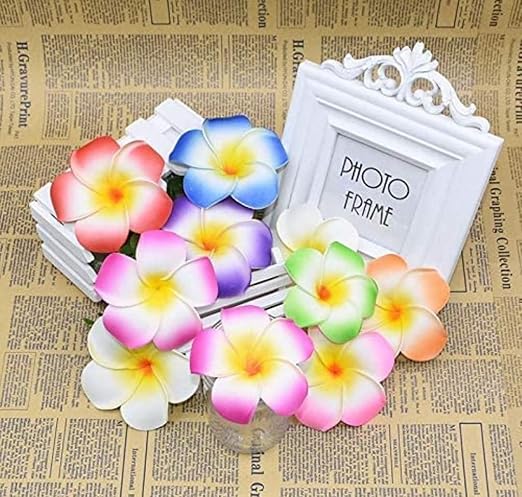 Bigpalycoan Artificial Big Foam Hawaii Floating Flowers – Waterproof Decorative Flowers for Pooja Thali, Festivals, Home, DIY Crafts & Diwali Décor (White, Set of 12)
