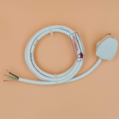 INDRICO 3 Pin Power Cable AC Extension Cord 3 Core Copper Heavy Duty Wire for Cooler Fan Refrigerator Fan and Other Home Appliances PVC White Pack of 1 (2.5 MM Cable)