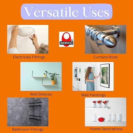 INDRICO Nylon Dry Wall Rawl Plugs/Gitti, Galvanish Screws Assorted Size (Set of 50 = Total 100 Pieces) White