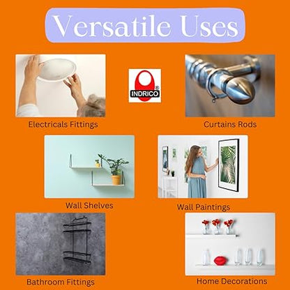 INDRICO Nylon Dry Wall Rawl Plugs/Gitti, Galvanish Screws Assorted Size (Set of 50 = Total 100 Pieces) White