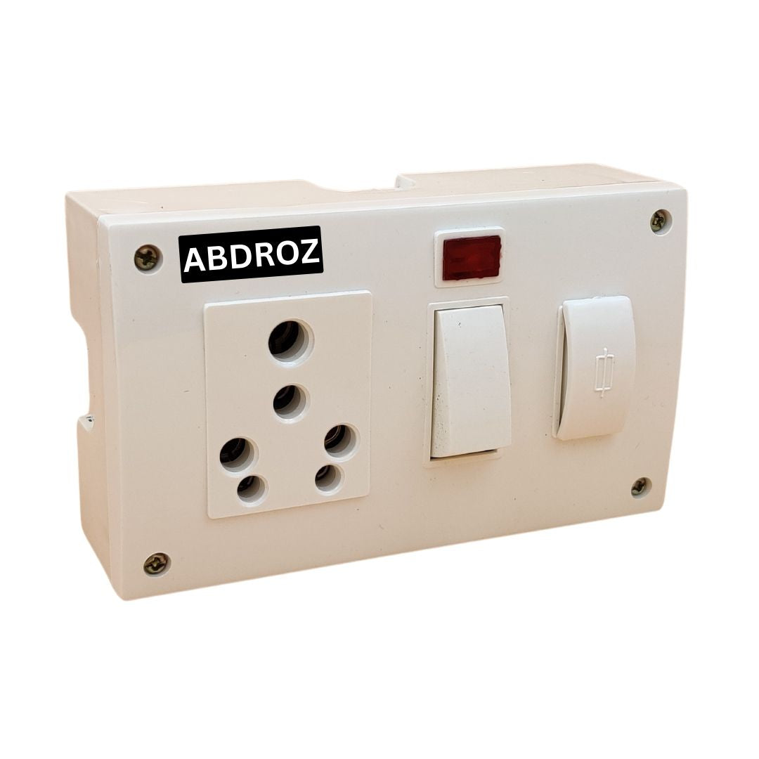 ABDROZ 5 in 1 Surface Junction Box with Individual Switch and Fuse, Indicators 6 Amp/16 Amp 240 Volts