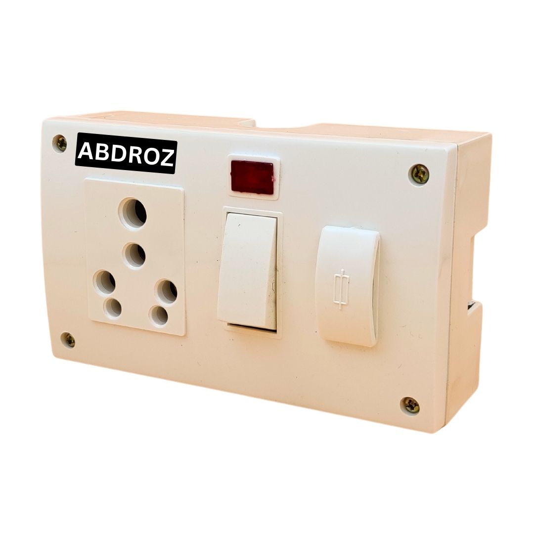 ABDROZ 5 in 1 Surface Junction Box with Individual Switch and Fuse, Indicators 6 Amp/16 Amp 240 Volts