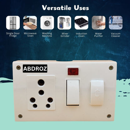 ABDROZ 5 in 1 Surface Junction Box with Individual Switch and Fuse, Indicators 6 Amp/16 Amp 240 Volts