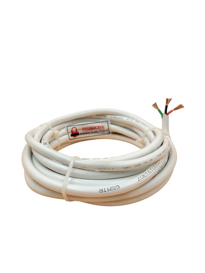 INDRICO 3 Core Wire 2.5 Sq mm Round Pure Copper Cable ISI Mark Heavy Duty for Domestic and Industrial Electric Uses Rating 3500W PVC White/Black Pack of 1