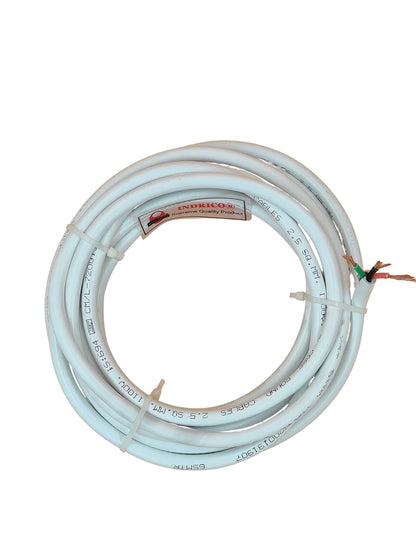 INDRICO 3 Core Wire 2.5 Sq mm Round Pure Copper Cable ISI Mark Heavy Duty for Domestic and Industrial Electric Uses Rating 3500W PVC White/Black Pack of 1