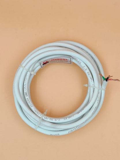 INDRICO 3 Core Wire 2.5 Sq mm Round Pure Copper Cable ISI Mark Heavy Duty for Domestic and Industrial Electric Uses Rating 3500W PVC White/Black Pack of 1