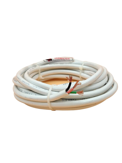 INDRICO 3 Core Wire 2.5 Sq mm Round Pure Copper Cable ISI Mark Heavy Duty for Domestic and Industrial Electric Uses Rating 3500W PVC White/Black Pack of 1