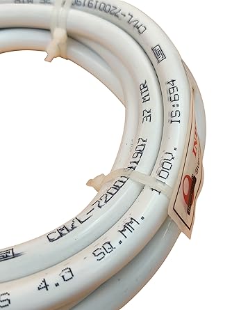 INDRICO 3 Core Wire 4 Sq mm Round Pure Copper Cable ISI Mark Heavy Duty for Domestic and Industrial Electric Uses Rating 5000W PVC White/Black Pack of 1