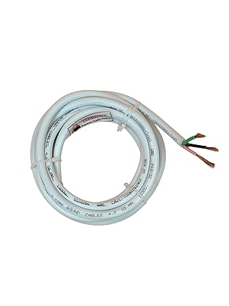 INDRICO 3 Core Wire 4 Sq mm Round Pure Copper Cable ISI Mark Heavy Duty for Domestic and Industrial Electric Uses Rating 5000W PVC White/Black Pack of 1