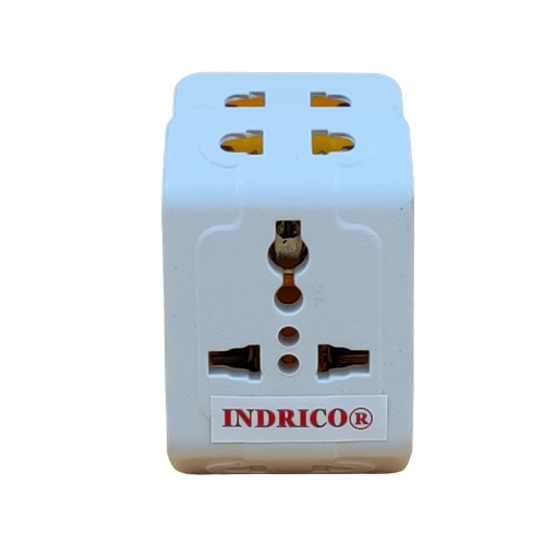 INDRICO 3 Pin Travel Universal Multi Plug International Adapter PVC White
