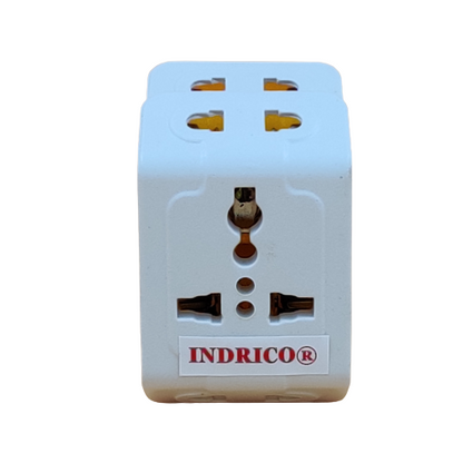 INDRICO 3 Pin Travel Universal Multi Plug International Adapter PVC White