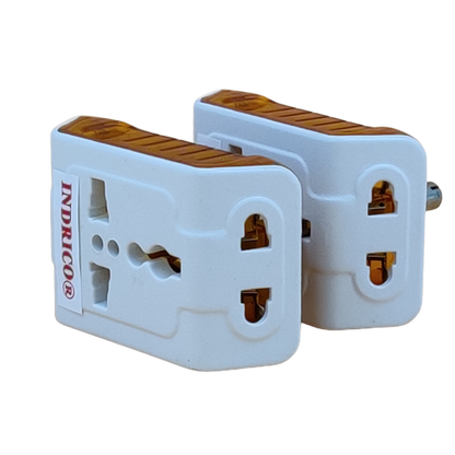 INDRICO 3 Pin Travel Universal Multi Plug International Adapter PVC White