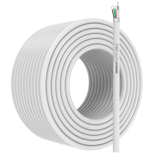 INDRICO 3+1 RG 59 Jelly Folded Pure Copper CCTV Cable Wire for Security Cameras White PVC