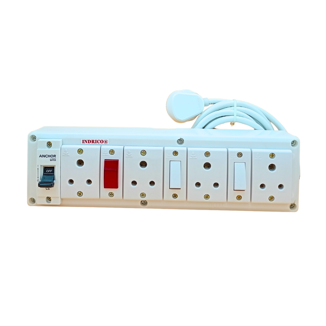 Best 6 Amp Extension board with MCB protection 3 pin cord Rating 1500 watts