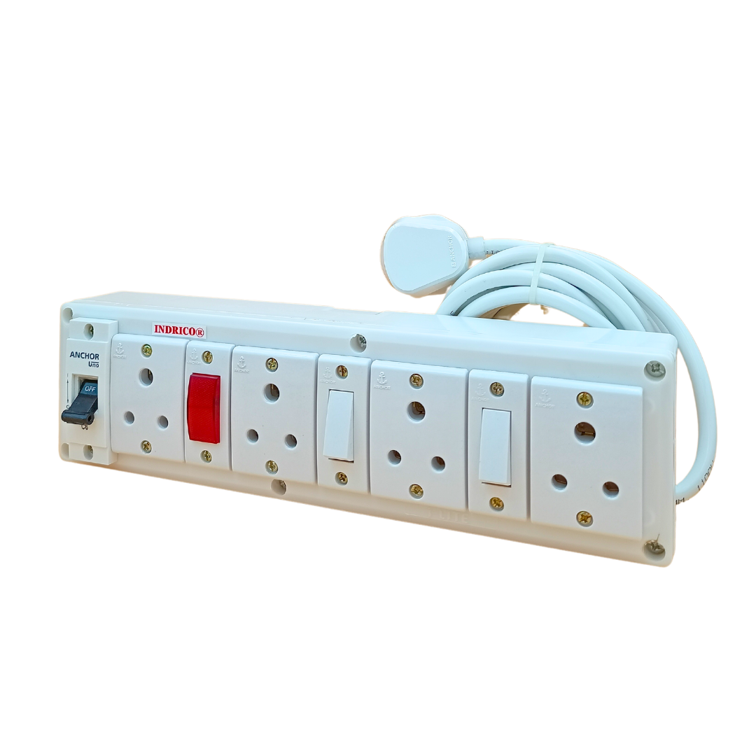 Best 6 Amp Extension board with MCB protection 3 pin cord Rating 1500 watts