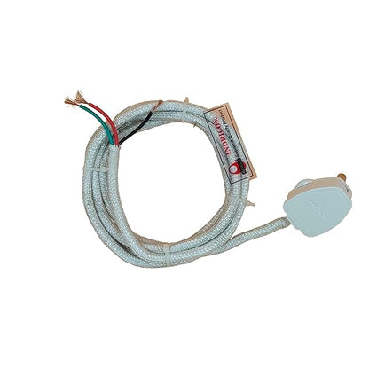 INDRICO 3 Pin Power Cable AC Extension Electric Iron Press Cord 3 Core Copper Heavy Duty Cloth Wire White Pack of 1