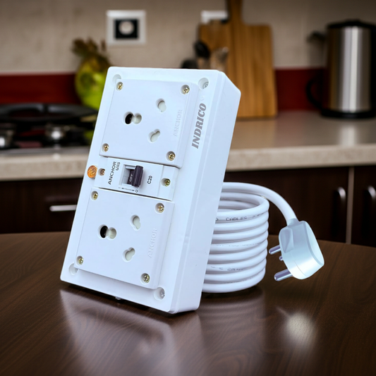 Best 16A Heavy Duty Extension Board with MCB (3000W) for AC, Geyser & Washing Machine – 2.5mm 3 Core Copper Cable