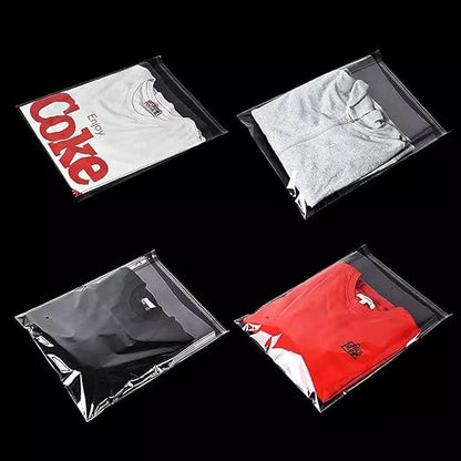 Bigpalycoan® Self Adhesive BOPP A4 Size Seal Transparent Plastic Packing Bags Pouches for Multipurpose Garments Clothes Saree Shirt (100 PCS, 10" x 14")