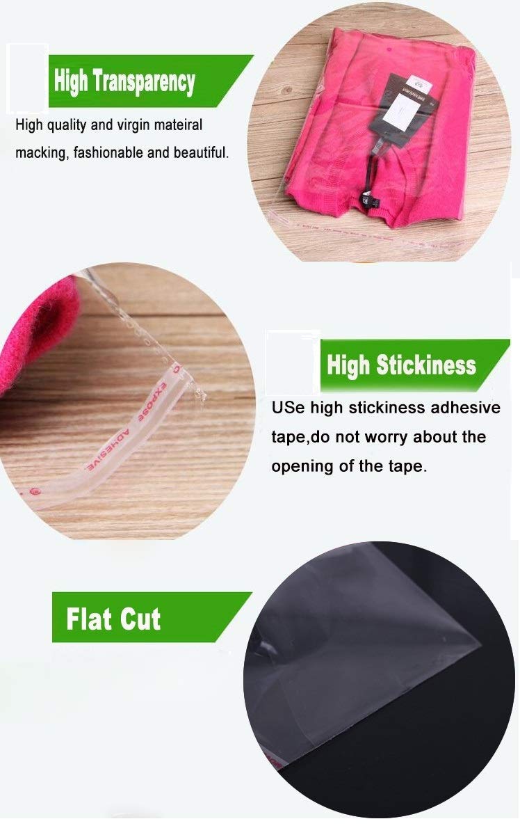 Bigpalycoan® Self Adhesive BOPP A4 Size Seal Transparent Plastic Packing Bags Pouches for Multipurpose Garments Clothes Saree Shirt (100 PCS, 10" x 14")