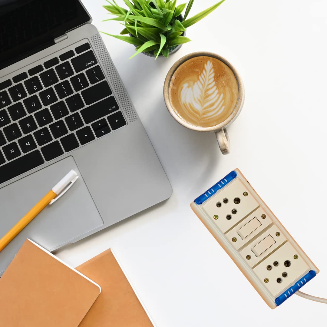 Bigpalycoan 2 Way Extension Multi Outlet Electrical Switch Board with Individual Switch Heavy Duty 2 metre Cord (Max. Rating 1200W- 230V) PVC Blue/Green-White