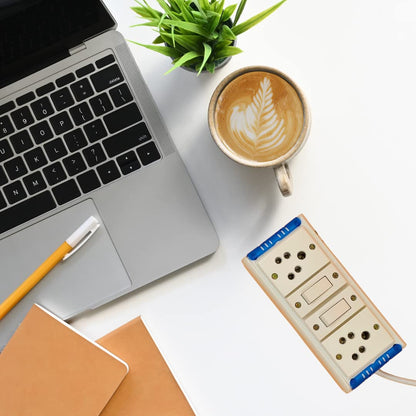 Bigpalycoan 2 Way Extension Multi Outlet Electrical Switch Board with Individual Switch Heavy Duty 2 metre Cord (Max. Rating 1200W- 230V) PVC Blue/Green-White