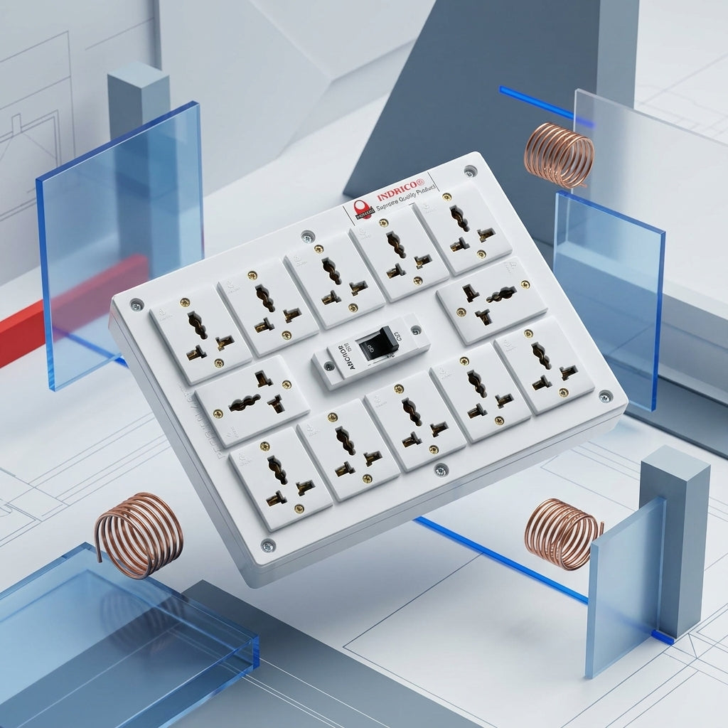 INDRICO Heavy Duty Extension Board with MCB | 1.5mm Copper Wire | 2000W Power Strip with MCB | Multi Plug Socket for Home & Office
