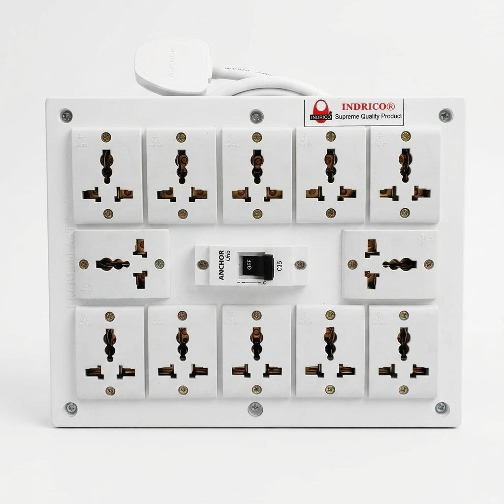 INDRICO Heavy Duty Extension Board with MCB | 1.5mm Copper Wire | 2000W Power Strip with MCB | Multi Plug Socket for Home & Office