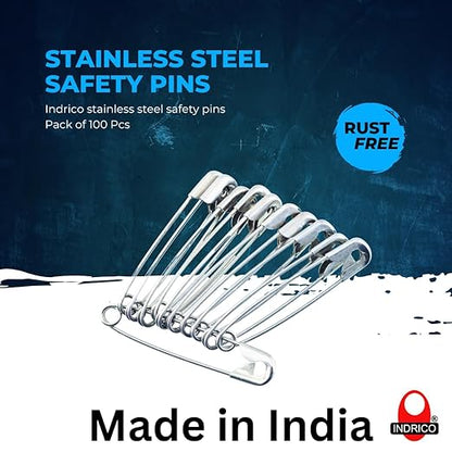 INDRICO Safety Pins for Women, Metallic (Pack of 100)