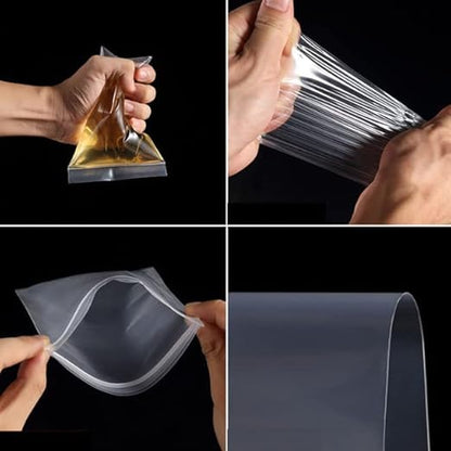 Bigpalycoan Resealable Transparent Zip Lock Pouch Bags Packing Pouch – 7x10 Inch, 1Kg Capacity – Airtight Plastic Zipper Bags for Food, Fruits, Grains, Storage – Pack of 100