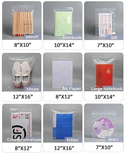INDRICO Zip Lock Pouch Bags for Reusable Self-Seal Storage Transparent (12X16 Inch (50 PCS))